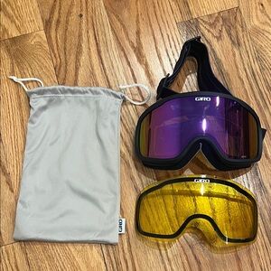 Giro Goggles with Purple and Yellow Lenses